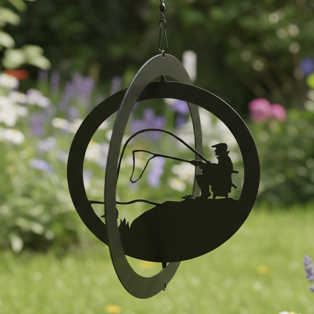 Fisherman Hanging Silhouette Orbit Spinner