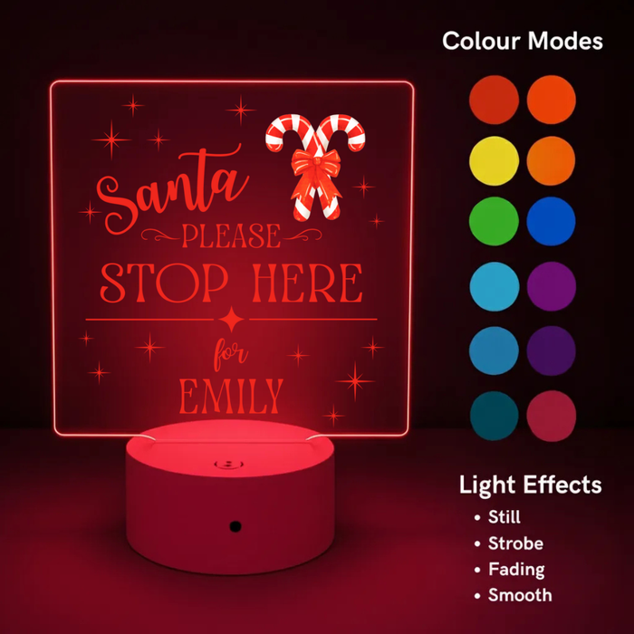 'Santa Please Stop Here' Christmas LED Night Light (You Can Personalise Me!)