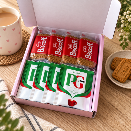 Tea and Biscuit Treat Box - Lotus Biscoff biscuits and PG Tips tea bags gift box