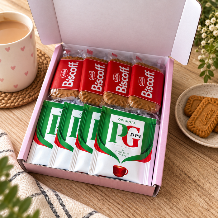 Tea and Biscuit Treat Box - Lotus Biscoff biscuits and PG Tips tea bags gift box