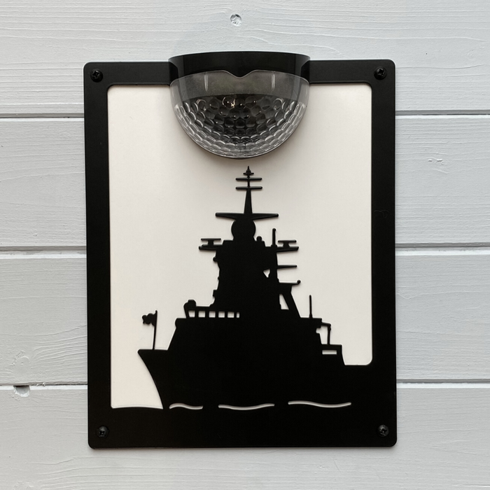 Navy Ship Solar Light Wall Plaque