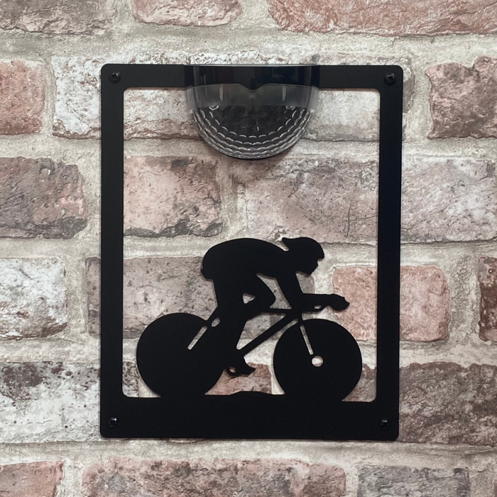 Cyclist Solar Light Wall Plaque