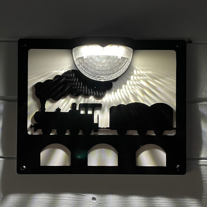Steam Train Wall Plaque with Solar Powered Light