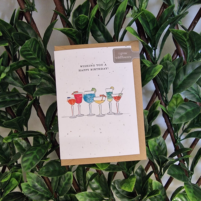 Plantable Happy Birthday Cocktails Seeded Card