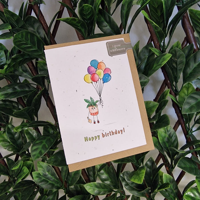 Plantable Happy Birthday Character Balloon Seeded Card