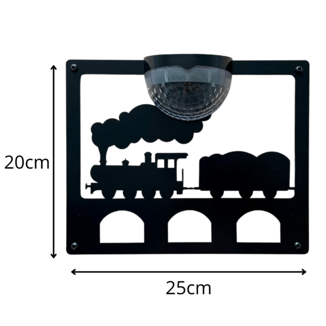 Steam Train Wall Plaque with Solar Powered Light — Flory's Online