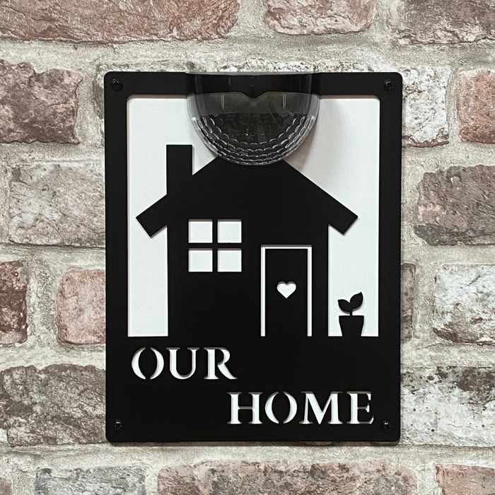 Our Home Sign with Solar Powered Light