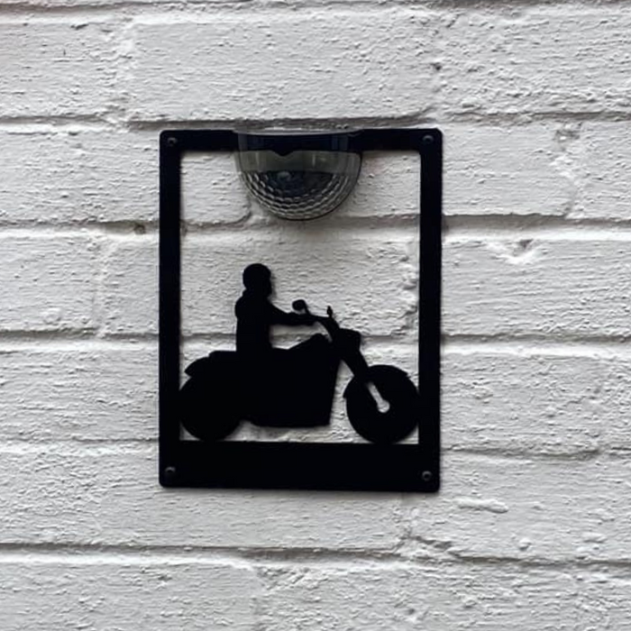 Motorbike Solar Light Wall Plaque