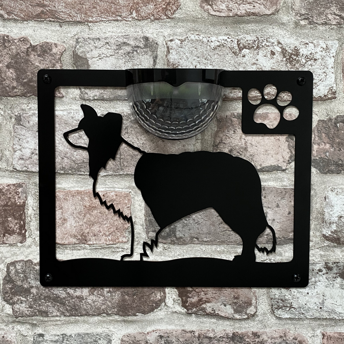 Border Collie Dog Solar Light Wall Plaque on Brick Background - Garden Gift - Flory's Online