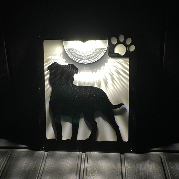 Staffie Dog Solar Light Wall Plaque