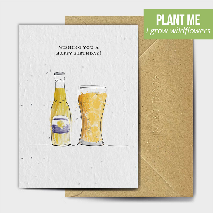Plantable Happy Birthday Beer Seeded Card