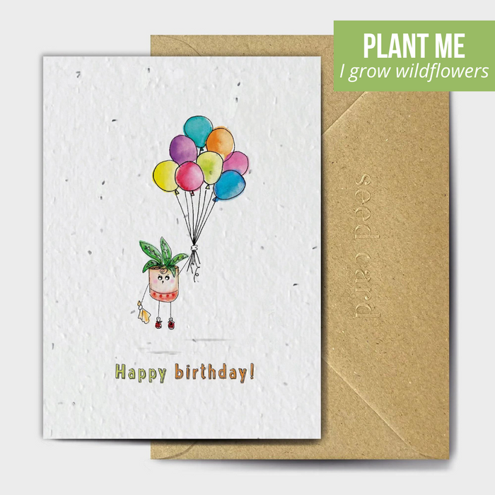 Plantable Happy Birthday Character Balloon Seeded Card