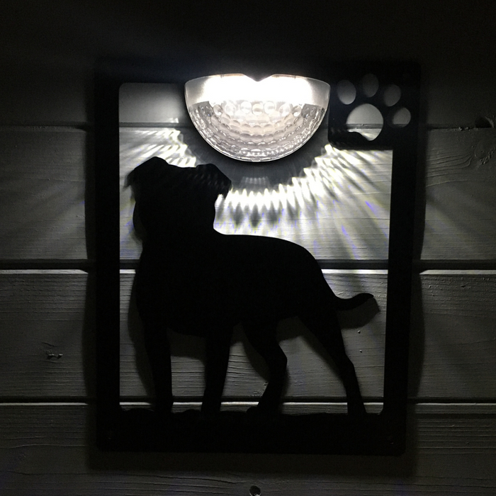 Staffie Dog Solar Light Wall Plaque