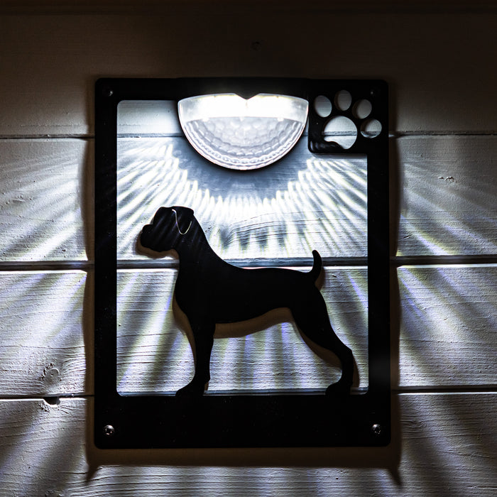 Boxer Dog Solar Light Wall Plaque
