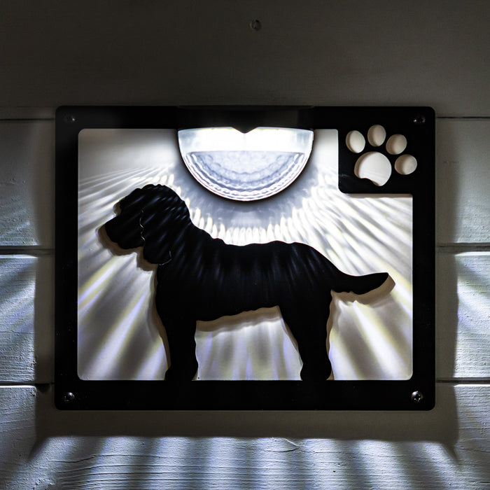 Cockapoo Dog Solar Light Wall Plaque