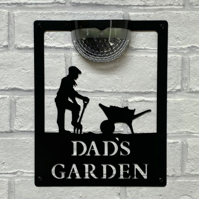 Solar best sale garden signs