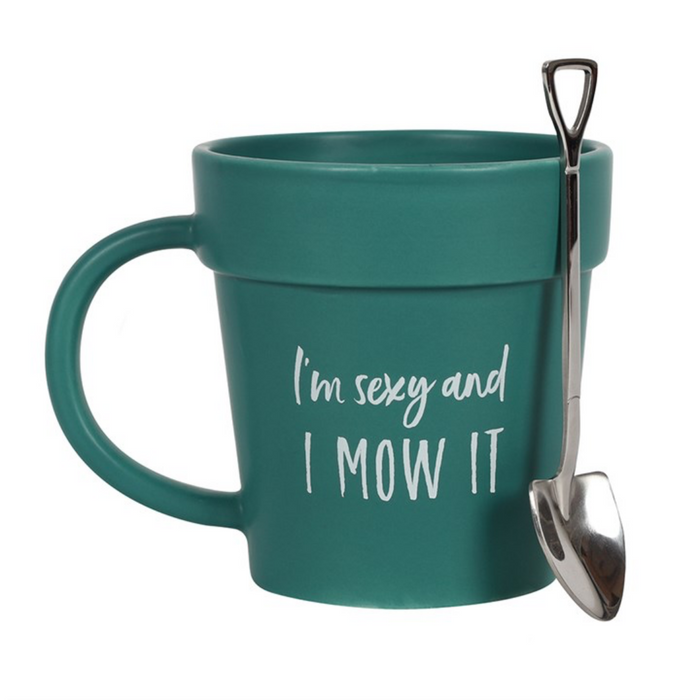 Sexy and I Mow It Pot Mug and Shovel Spoon