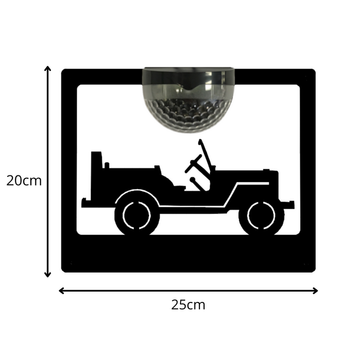 Jeep Wall Plaque with Solar Light Dimensions