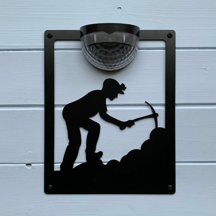 Coal Miner Solar Light Wall Plaque