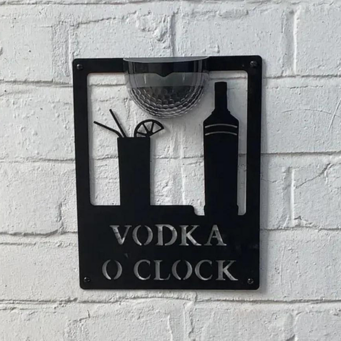 Vodka O'Clock Sign with Solar Powered Light