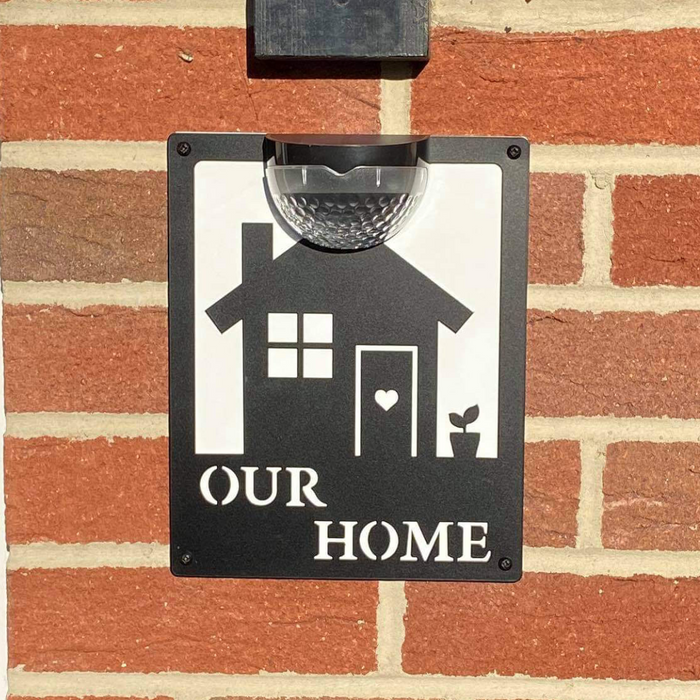 Our Home Sign with Solar Powered Light