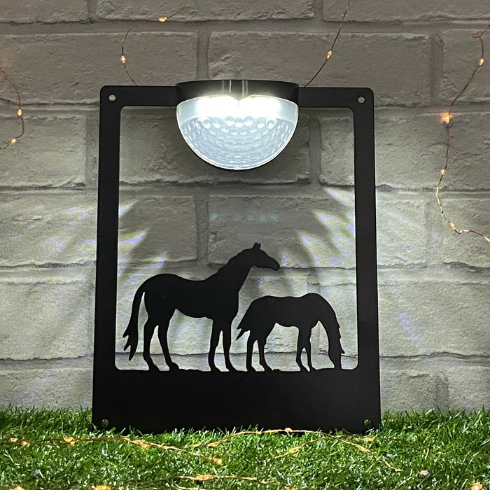 Horse and Foal Solar Light Wall Plaque