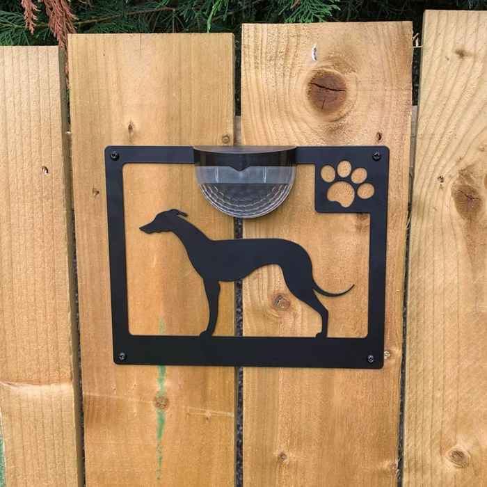 Greyhound Dog Solar Light Wall Plaque