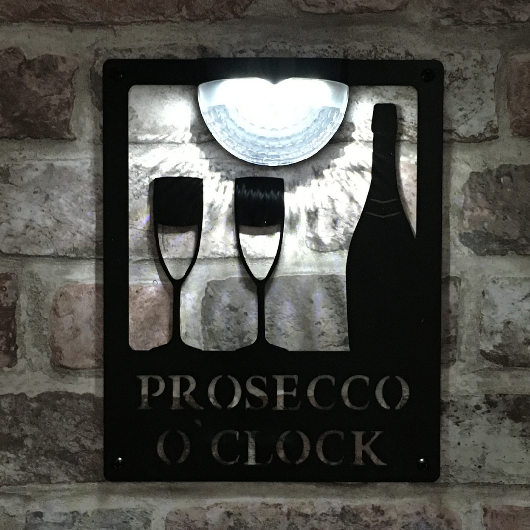 Prosecco O'Clock Sign with Solar Powered Light – Flory's Online