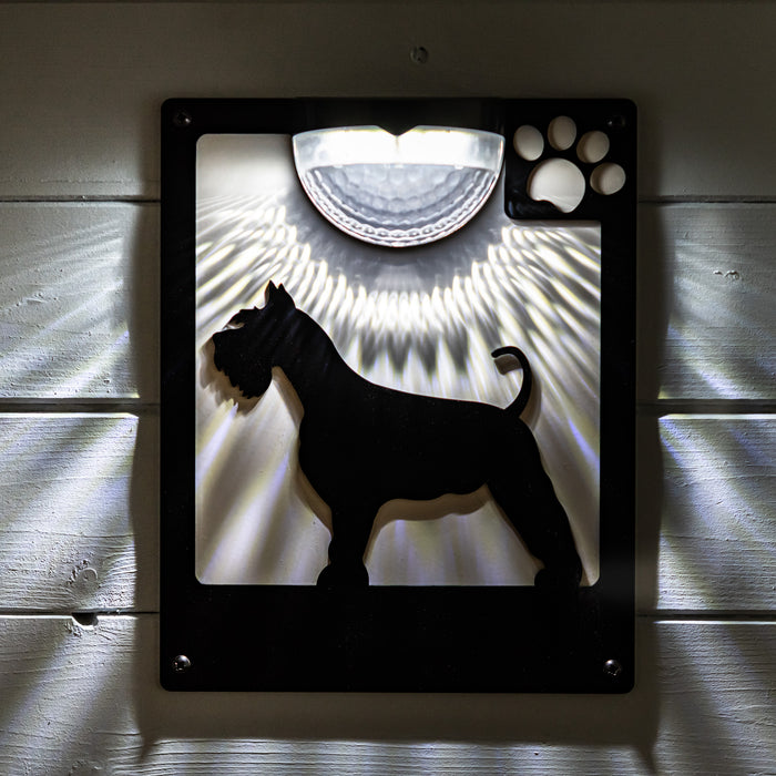 Schnauzer Dog Solar Light Wall Plaque