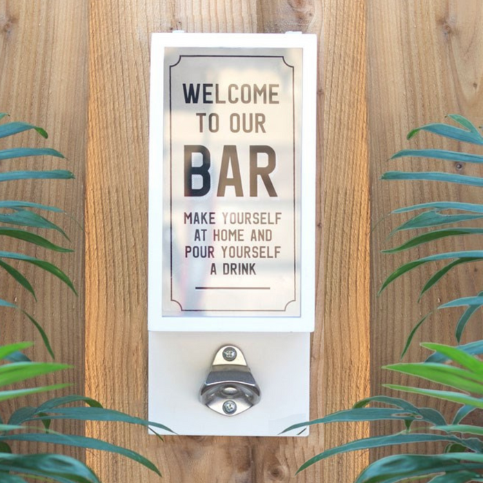 Welcome To Our Bar- Bottle Opener Plaque