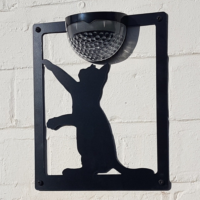 Cat Design Solar Powered LED Light Wall Shed Plaque Flory s Online