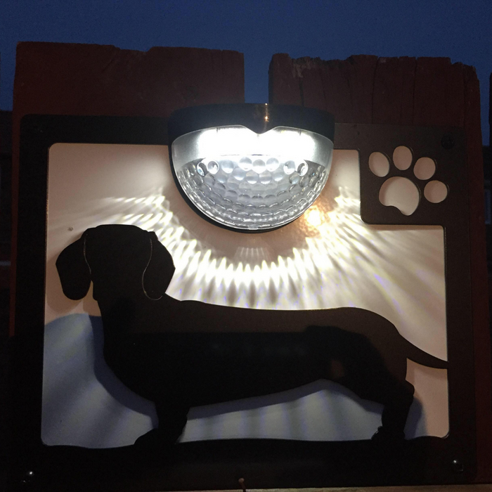 Dachshund Dog Solar Light Wall Plaque