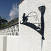 Fisherman Garden Hanging basket Bracket with Solar Light on white garden wall - Large - Flory's Online