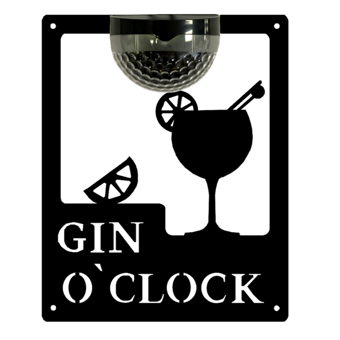 Gin O'Clock Sign with Solar Powered Light