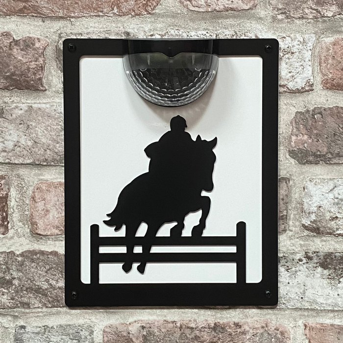 Horse Show Jumper Solar Light Wall Plaque