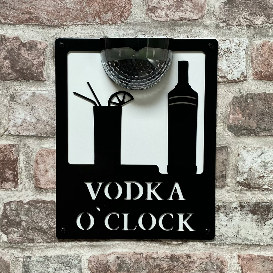 Vodka O'Clock Sign with Solar Powered Light — Flory's Online