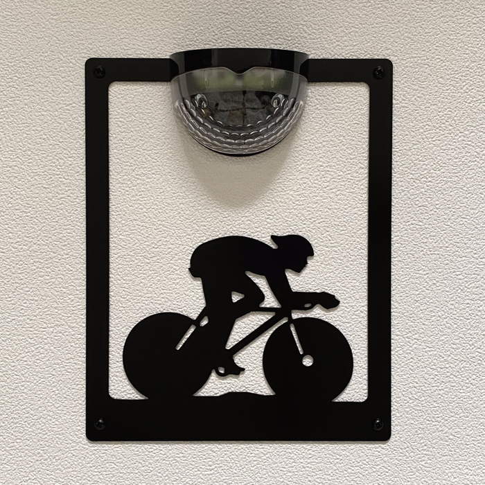 Cyclist Solar Light Wall Plaque